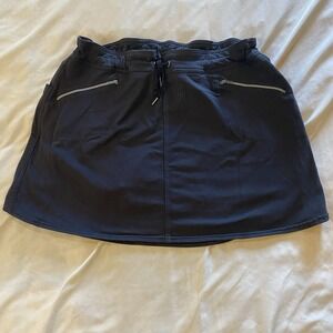Kuhl Black Stretch Pockets Lined Elastic Waist Drawstring Scort Skirt Sz Large